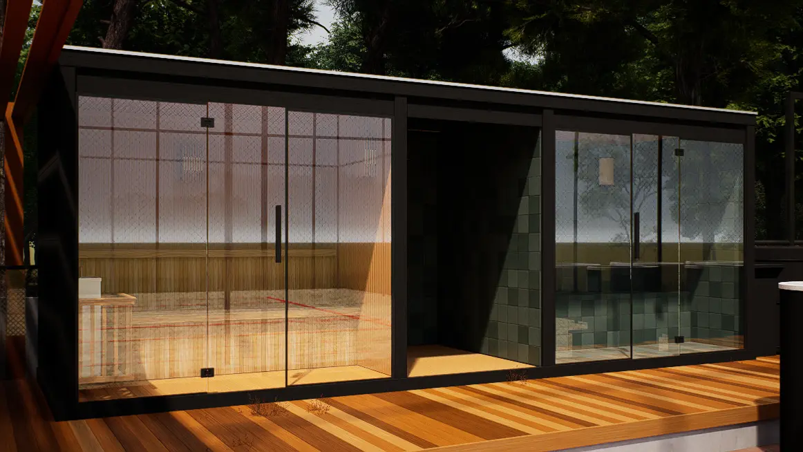 Sauna seca e área de contraste Deload House